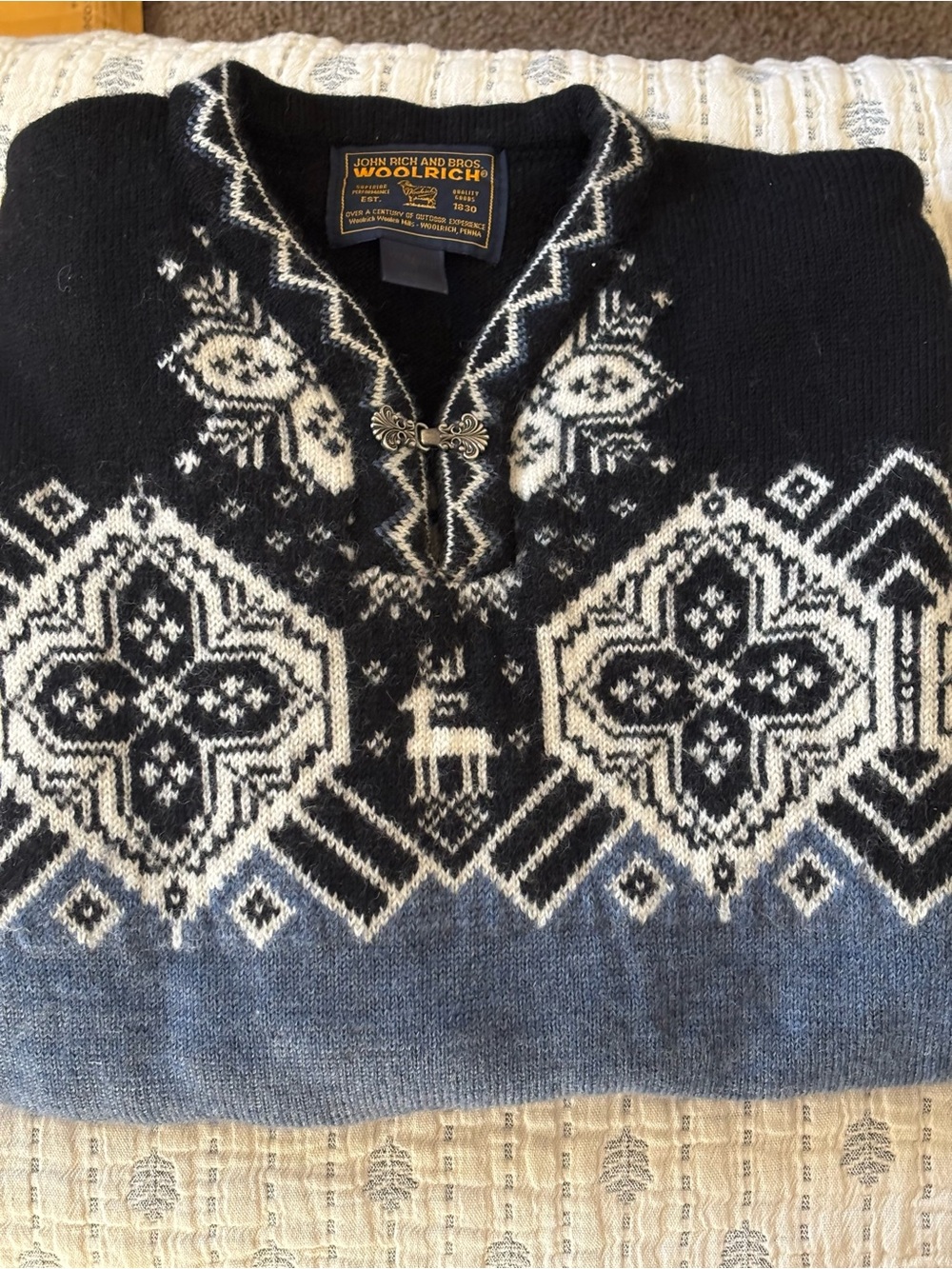 Woolrich Black & Gray Nordic Wool Sweater